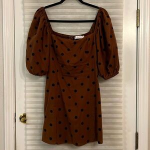 Brown polka dot mini dress